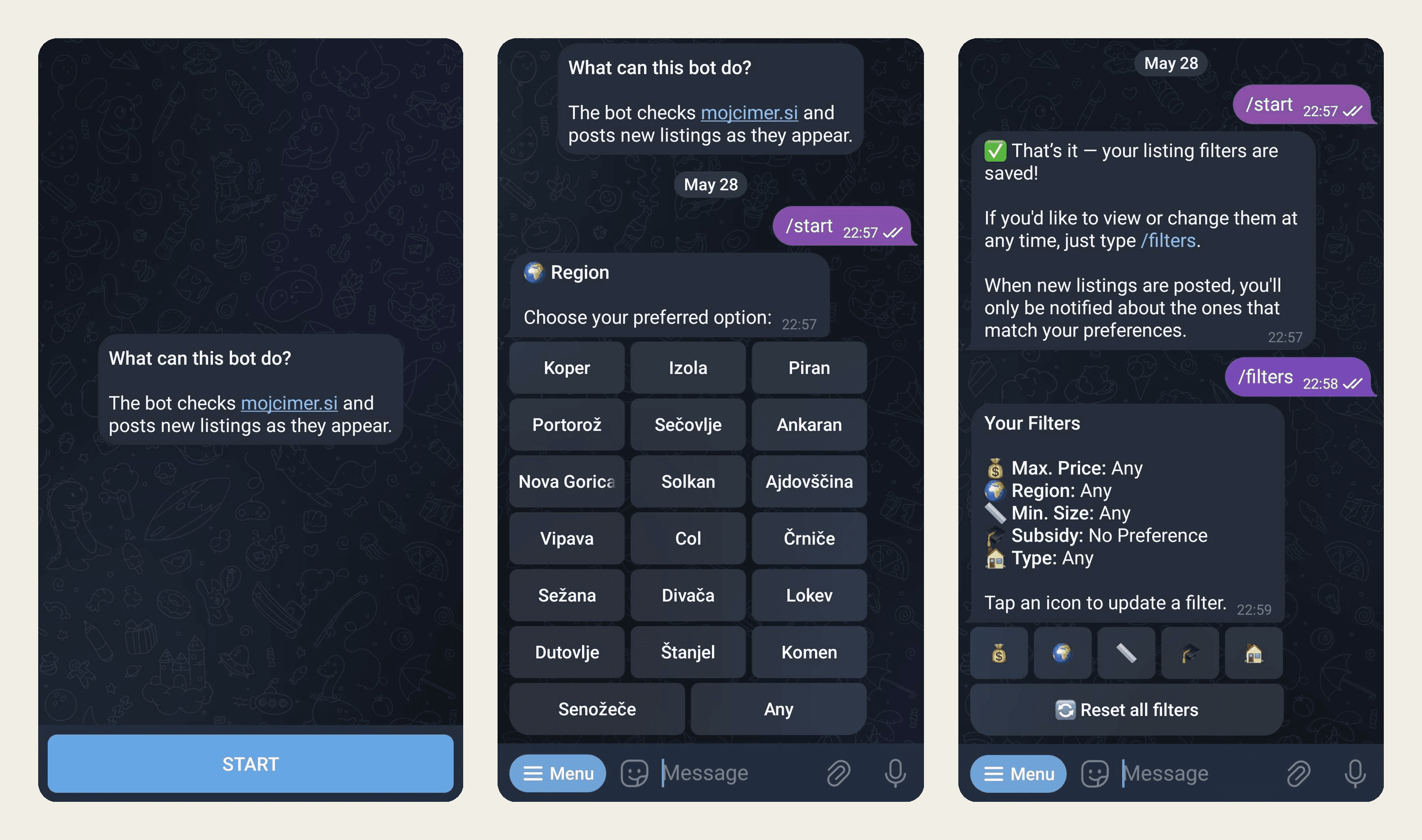 Student Housing Telegram Bot screenshot